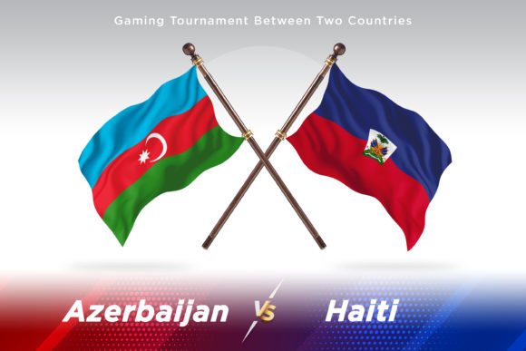 Azerbaijan Versus Haiti Two Flags: 3D Flag Illustration Bundle