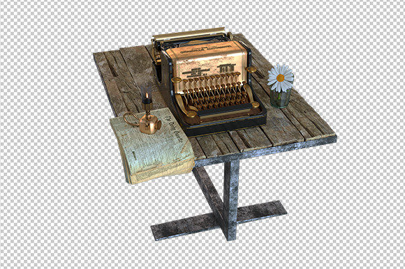 Classic Typewriter on Wooden Table