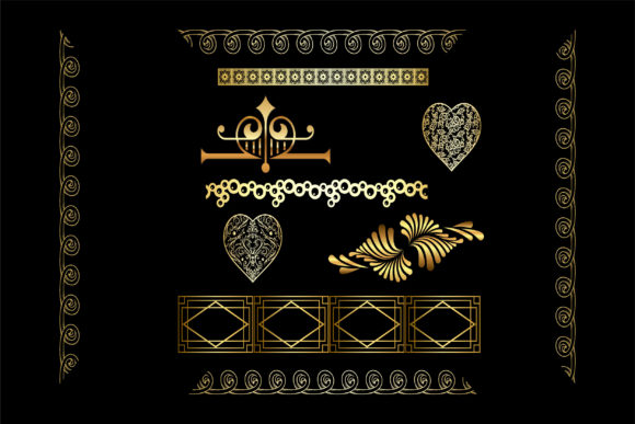 Elegant Golden Line Elements for Luxury Design
