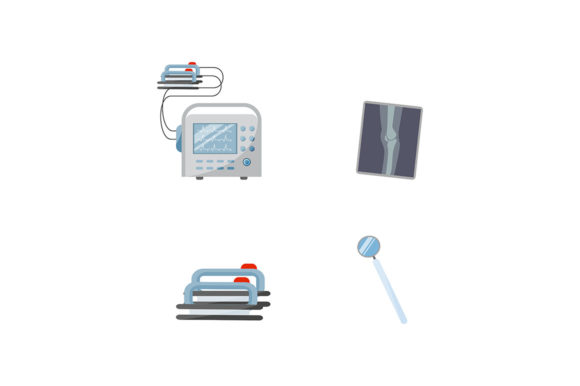 Physician Instruments Flat Object Set for Designers