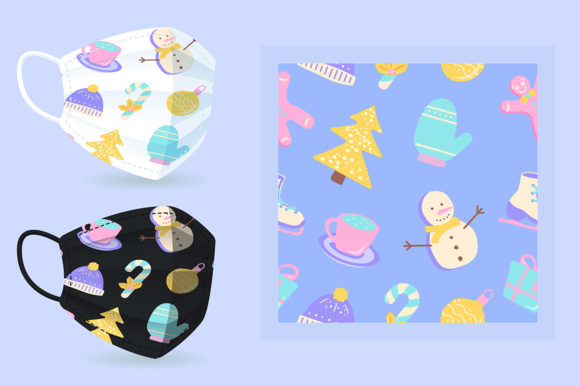 Revolutionizing Seasonal Brand Identity with the Blue Festive Ornament Face Mask Mockup