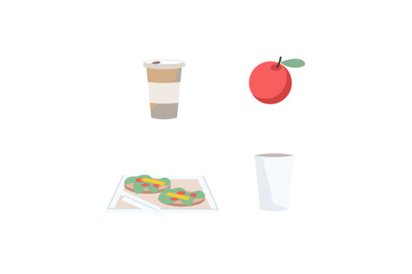 Snacks and Drinks Flat Color Objects Set